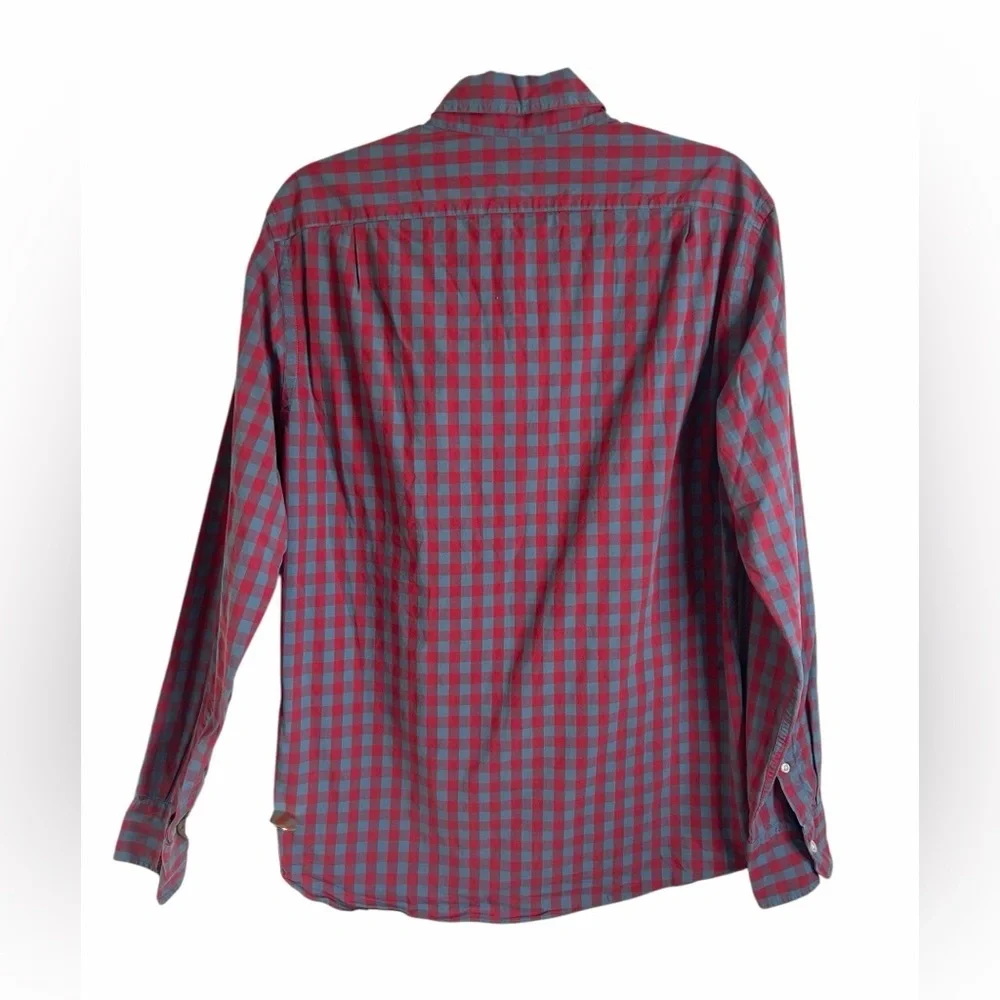 J. Crew Red and Blue Flex Wash Slim Fit Button Up Dress Shirt Mens Sz Medium
